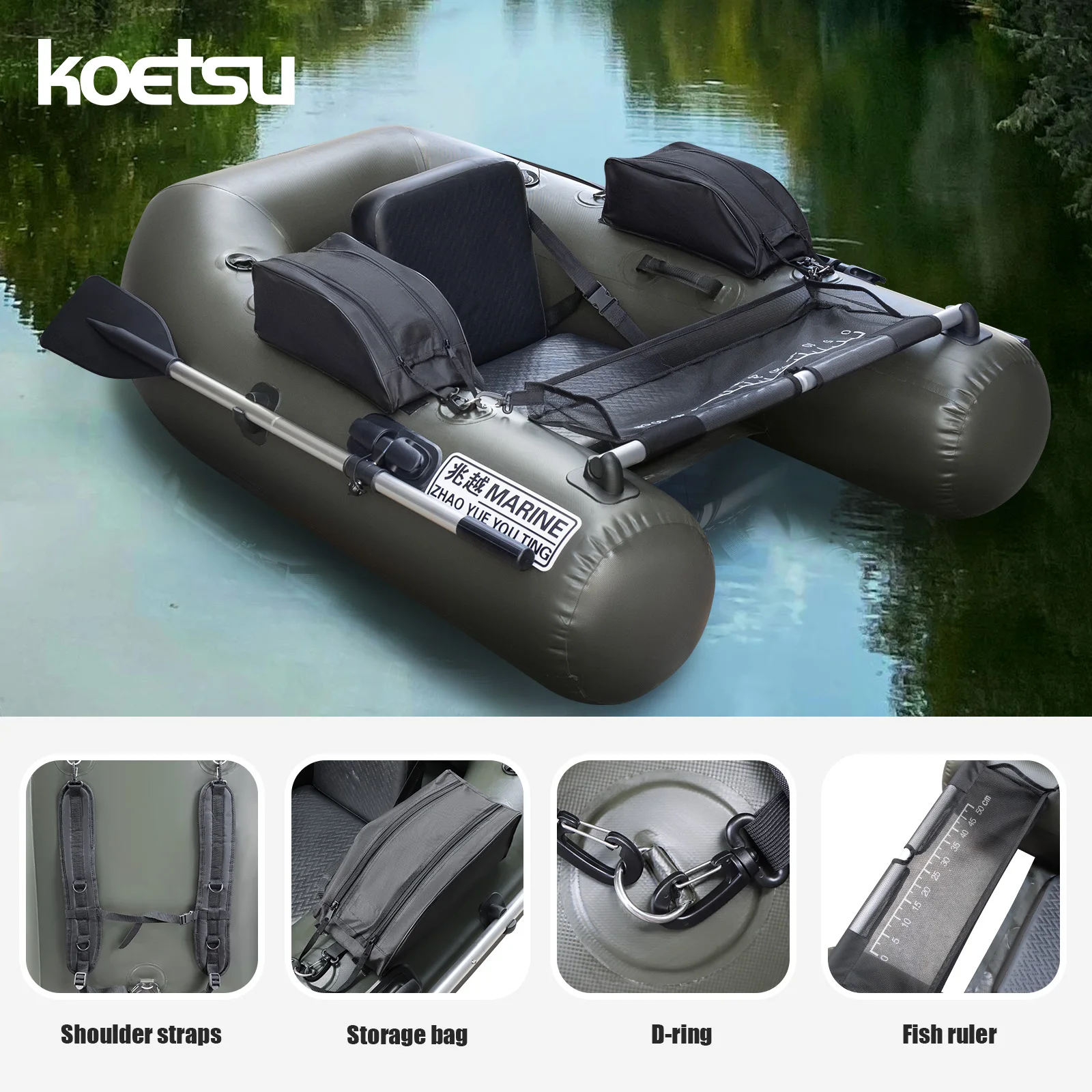 KOETSU Excelente barco de lubina inflable: perfecto para lanzamiento de señuelos y pesca en agua dulce, señuelo inflable ligero artesanal