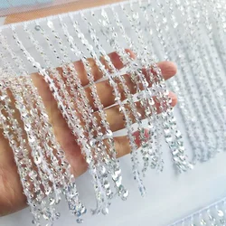 5 Yards 20cm Wide Lace Sequin Tassel Trim Hanging Tassels Fringe Fabric Fredzle Clothes Sewing Long Skirt Diy Fringes Dance Arts
