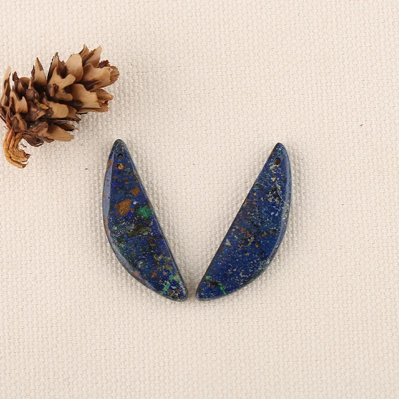 B&F Blue Azurite  Earring Beads for Jewelry Making, Handmade Natural stone beads, Stones for jewelry Making Supplies