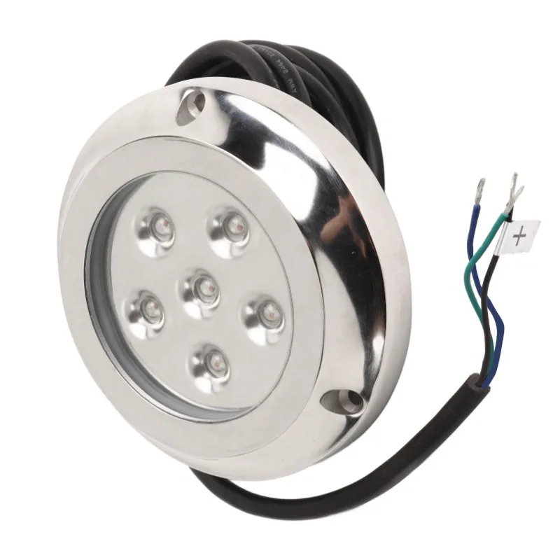 

12V 24V Yacht Underwater Light - 316 Stainless Steel, 100° Lighting Angle, IP68 Waterproof, 6 LED Chips, Seawater Tail Dom