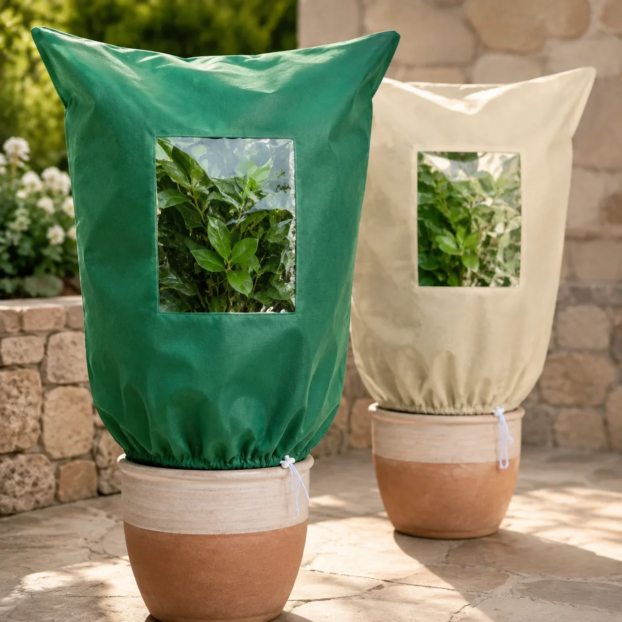 80x120cm Green Plant Frost Cover with Window Zipper Drawstring, Winter Protection Bag for Shrubs Trees Potted Plants 2026