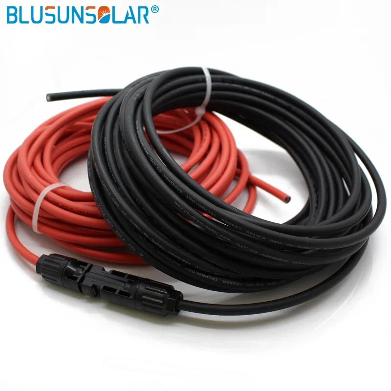 1-10m Solar Cable PV Wire Extension Red And Blac Cable Assembly Wire 6/4/2.5 mm2 10/12/14 AWG With Waterproof Connector