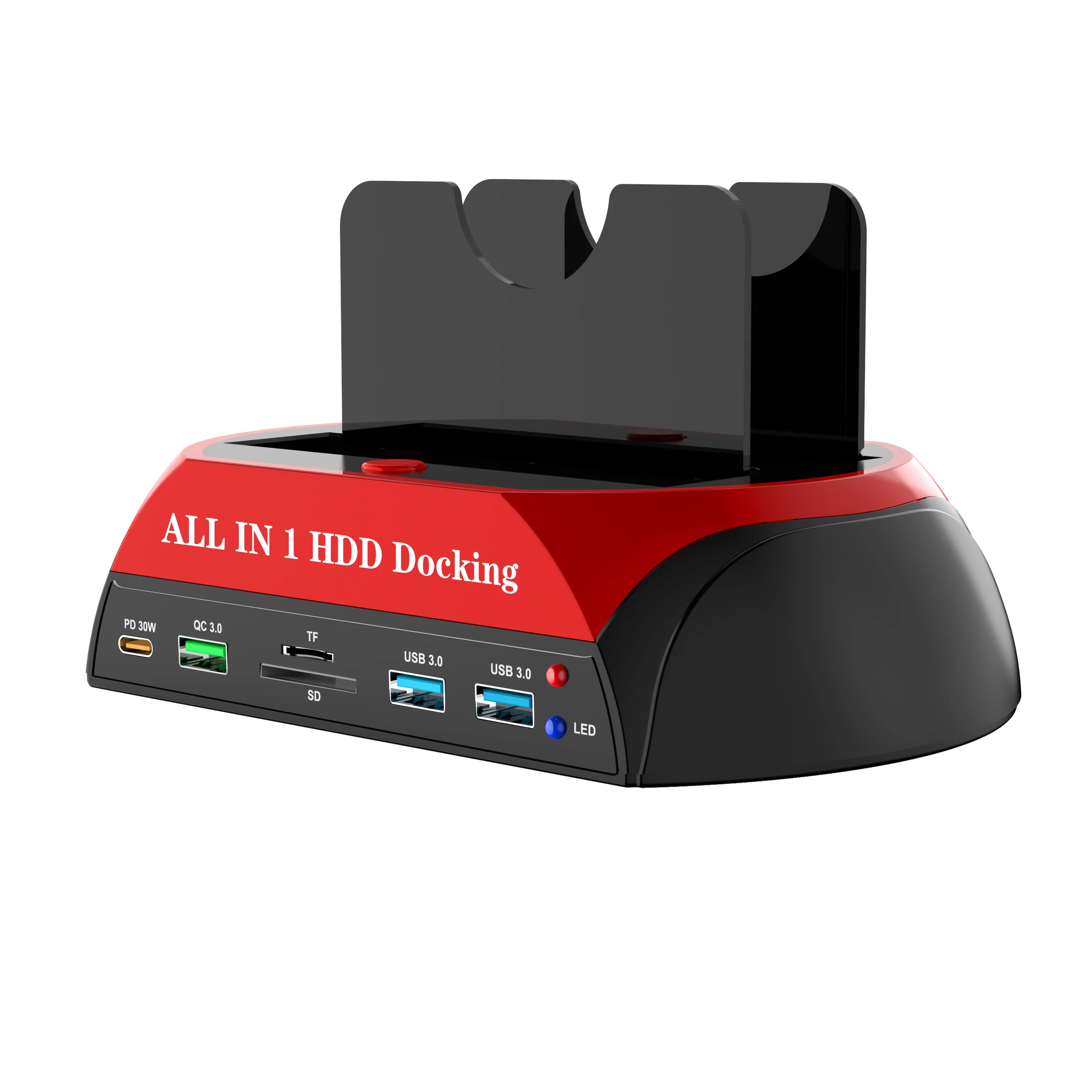 

HDD/SSD Docking Station 2.5/3.5' SATA/IDE USB 3.0 Hub with SD/TF Card Reader PD/QC Fast Charge Support for Data Transfer