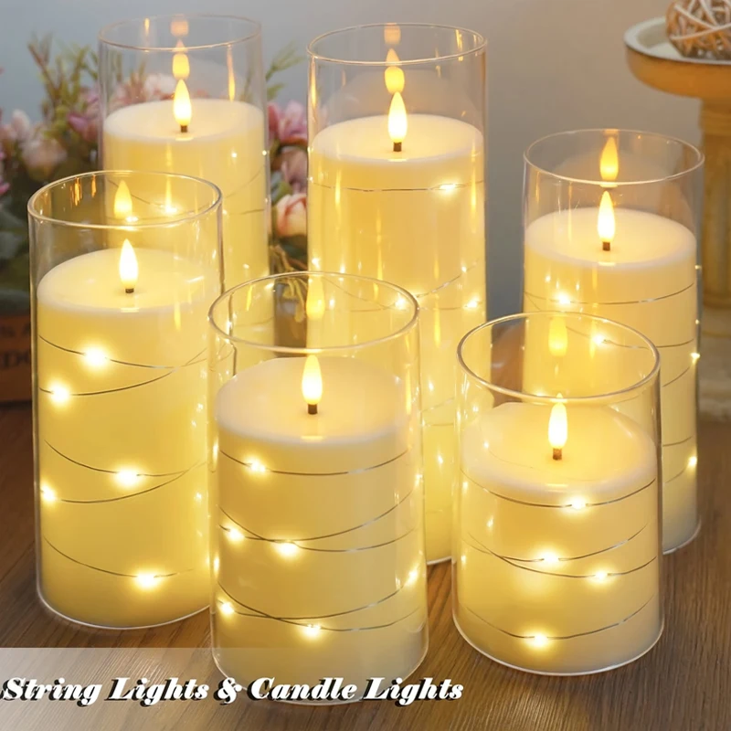 

1/2 шт. светодиодные беспламенные электронные свечи, прозрачные акриловые свечи, встраиваемые мерцающие гирлянды на батарейках, свадебная вечеринка