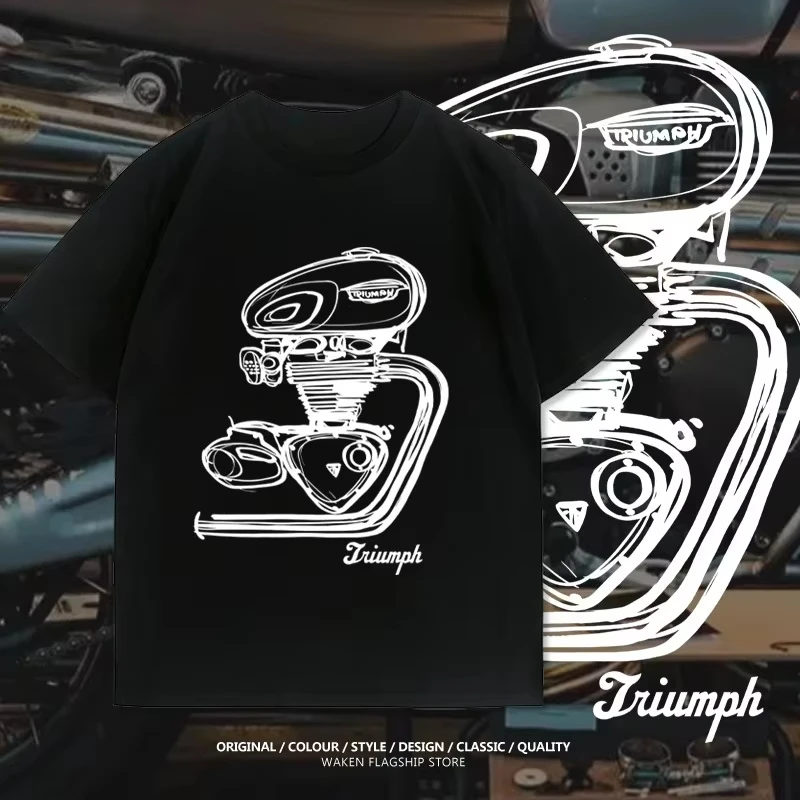 2025 nuevo modelo Victory motocicleta motor modificado T120 impreso gráfico camiseta de manga corta para hombre camiseta de motocicleta