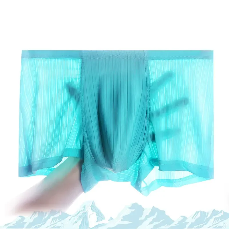 

3 шт. летних тонких дышащих мужских трусов-боксеров из ледяного шелка, бесшовные, молодежные, сексуальные