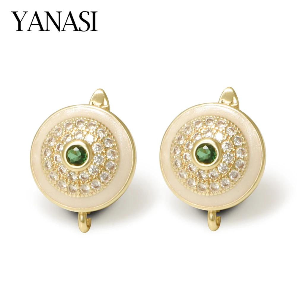 NEW Round18K Gold Plated Brass Zircon Earring Hooks,Luxury Ear Wire for DIY Wedding Dangle Earrings Jewelry Making Findings