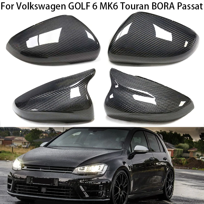 

For Volkswagen GOLF 6 MK6 Touran BORA Passat 2009-2015 Carbon Fiber Car Exterior Rearview Mirror Cover Caps car accessories