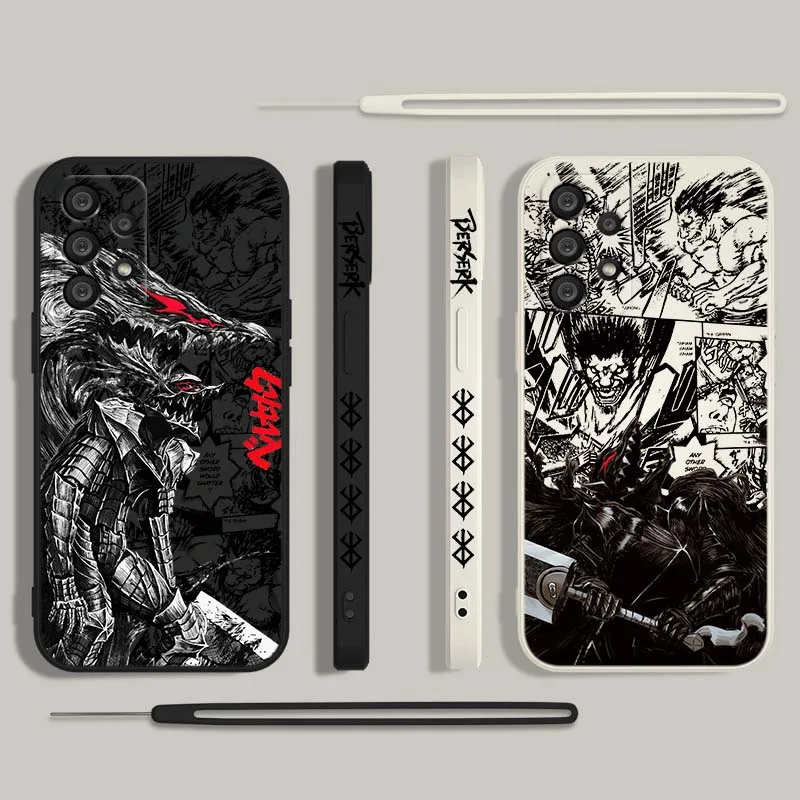 Hot Anime Berserk Zodd Guts Cover For Samsung Galaxy A73 A71 A55 A54 A53 A51 A17 A16 A07 A06 A05 Liquid Left Rope Phone Case view 2