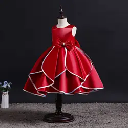 HETISO Sleeveless Flower Girl Dresses Christmas Party Dress for Kids Satin Junior Concert Formal Elegant Banquet Ball Gowns 3-10