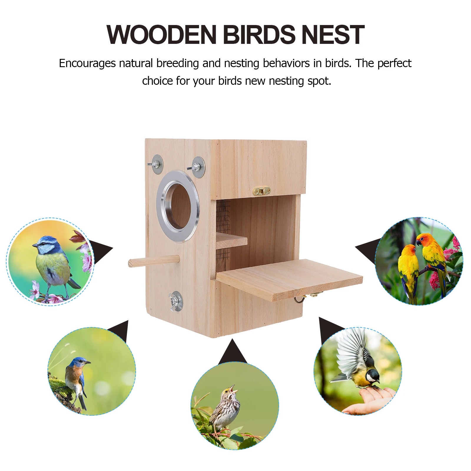

Wooden Breeding Nest Box for Parrots Durable Natural Wood Nesting House with Egg Separator Cage Accessories Birds Supplies Bird
