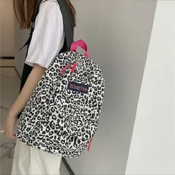 Mochila escolar con estampado de leopardo para niña, morral pequeño estilo nicho Ins, mochila coreana para estudiante, mochila de gran capacidad