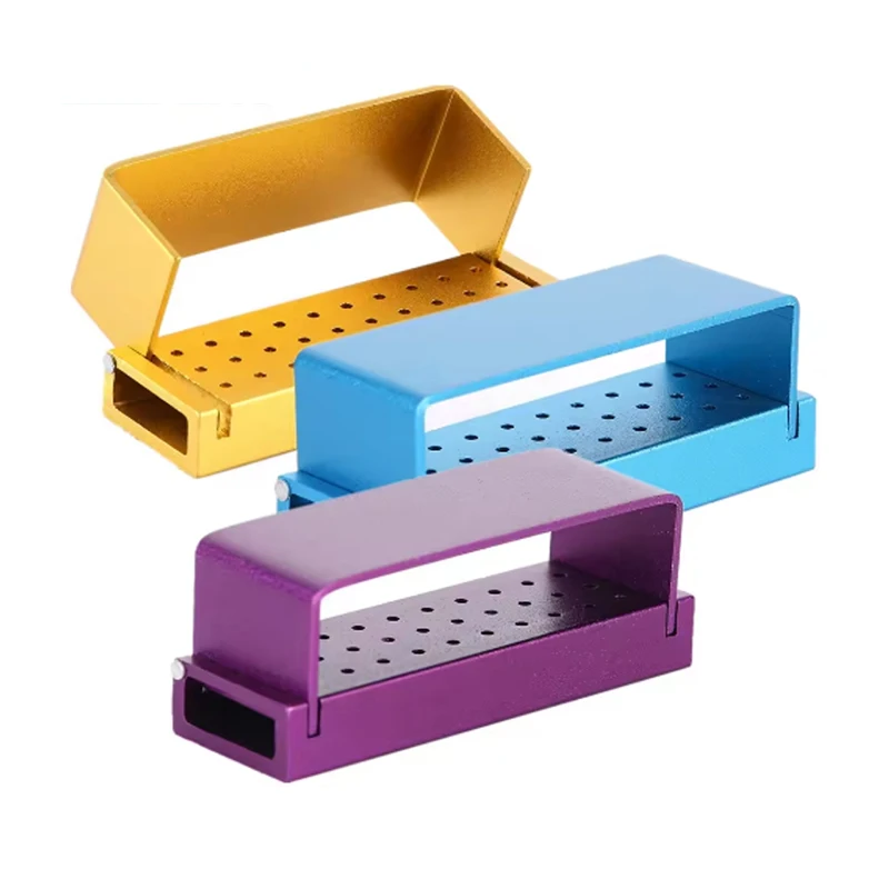 

30Holes Aluminum Alloy Dental Drill Holder Dental Disinfection Box Autoclave Dental Drill Disinfection Block