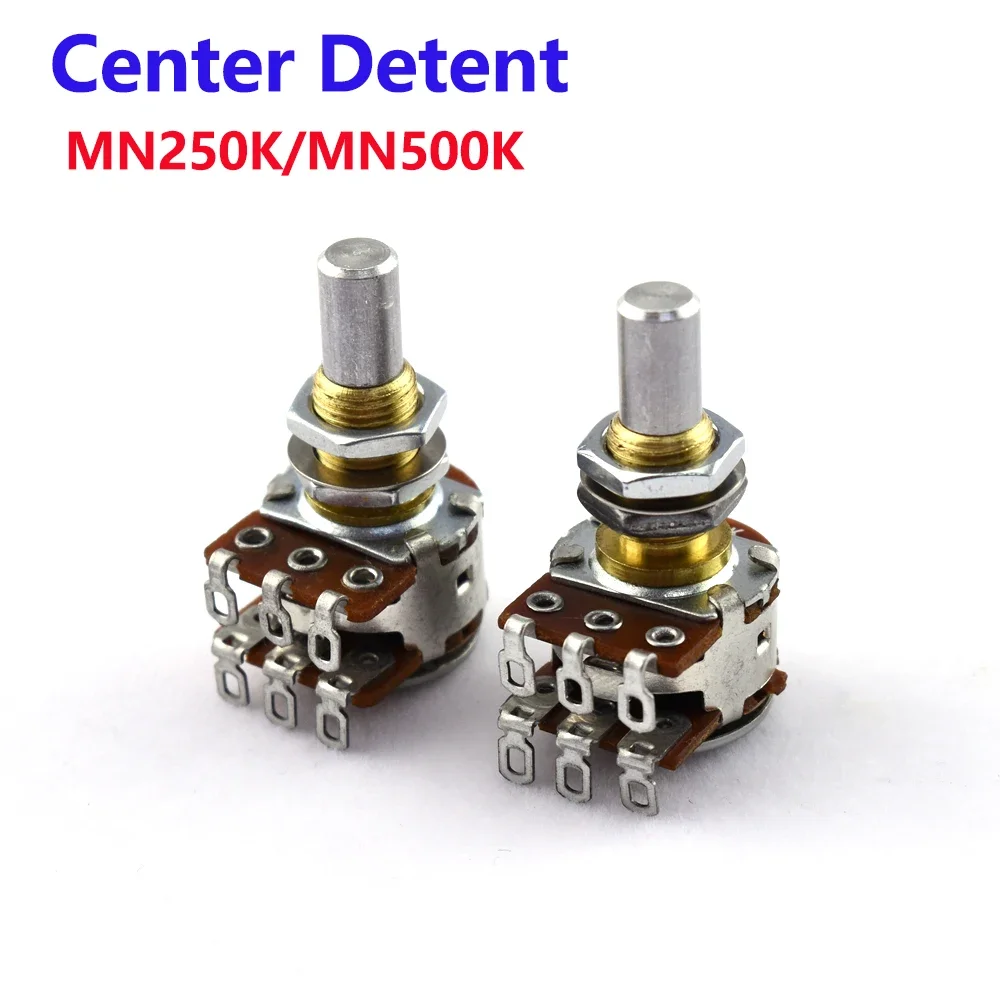 1 Piece Brass Bushing Solid Shaft Dual Blend Balance Potentiometer(POT) With Center Detent - （MN250K/MN500K ）KR(Origin)