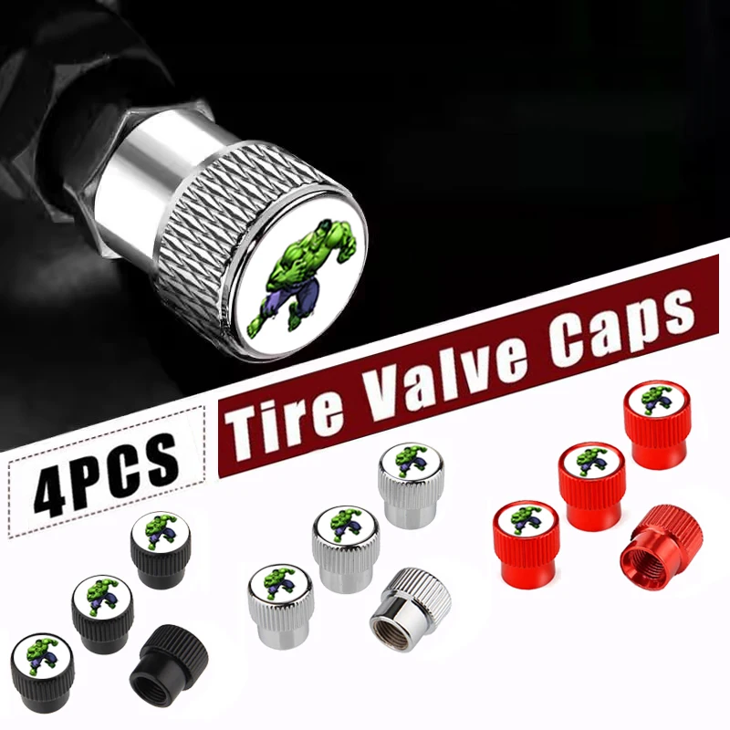 

4 шт., аниме-мультфильм Marvel Hulk, колпачки для колес автомобиля, колпачки для штока клапана, воздушные чехлы для Buick Cadillac Mercedes Benz Ford Jeep Jaguar Volvo