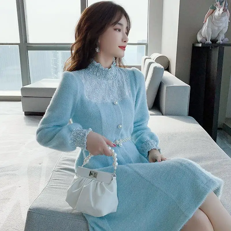 

Women's Fashion Stand Collar Skinny Dress New Long Sleeve Women's Autumn Elegant Dress Temperament Commuter Versatile Dress C120