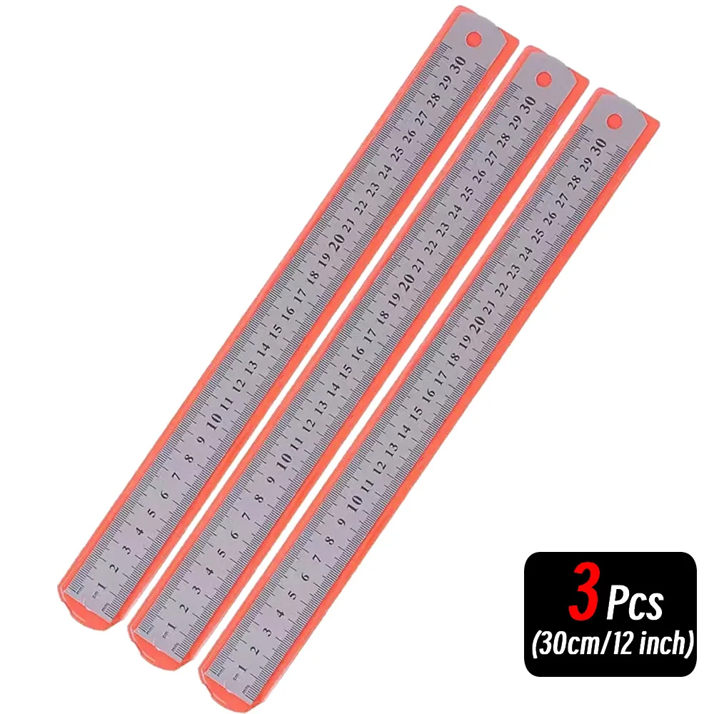 10P 15-30cm Roestvrij Stalen Metalen Rechte Liniaal Precisie Dubbelzijdig Precisie Meetinstrument Schaal Metrische Liniaal Accessoires