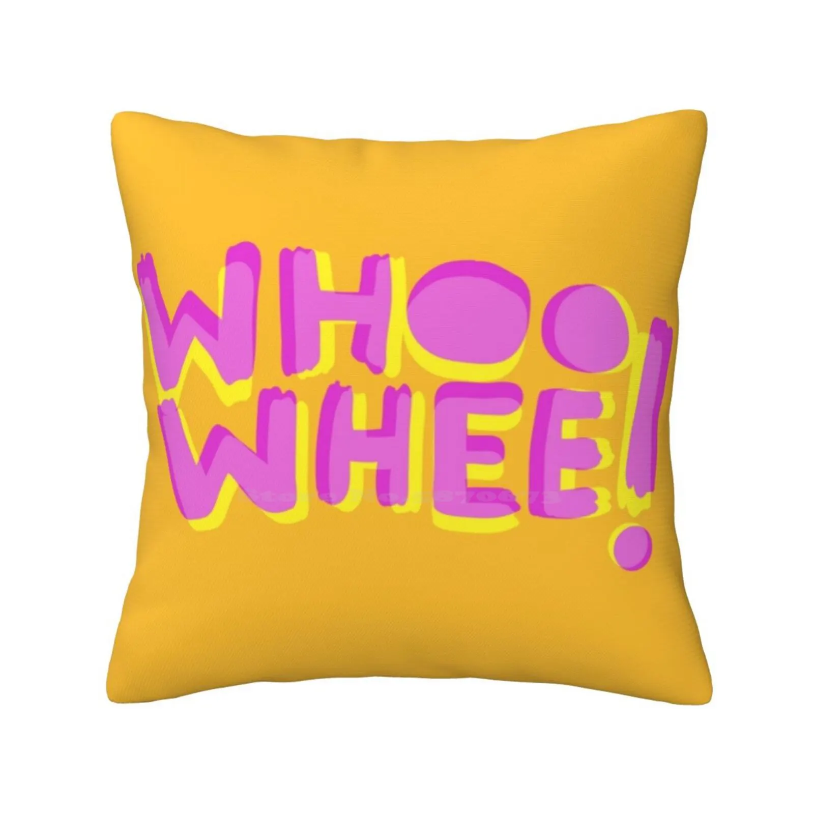 Whoo Whee! Expression Lettering Funny Cute Decor Square Pillowcase Expression Lettering Typography Graphic Whoo Whee Quote