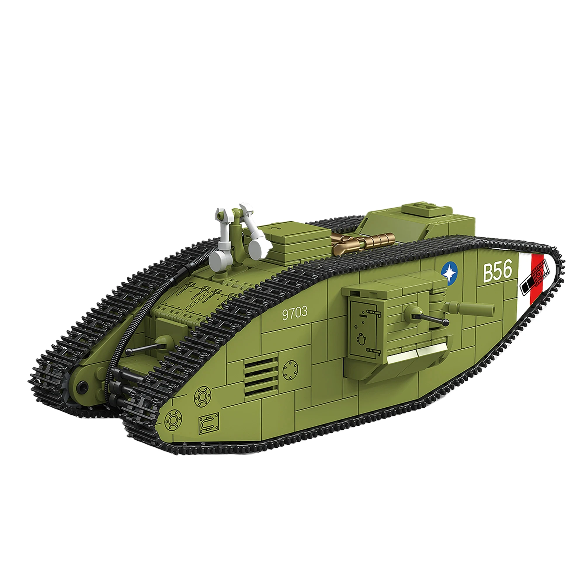 

900pcs Military MK.V Heavy Tank Building Blocks World War I Tank Classic Tank Model Vehicle Bricks Toys for Children Adult Gifts