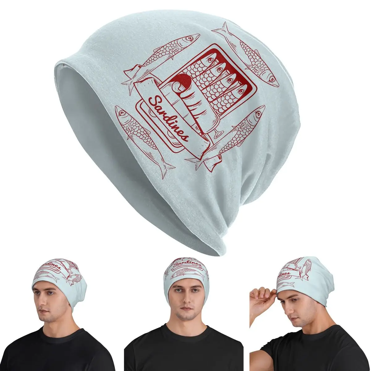 

Tin Of Sardin Skullies Beanies Hats Warm Autumn Winter Outdoor Cap Knitted Bonnet Caps for Unisex Adult