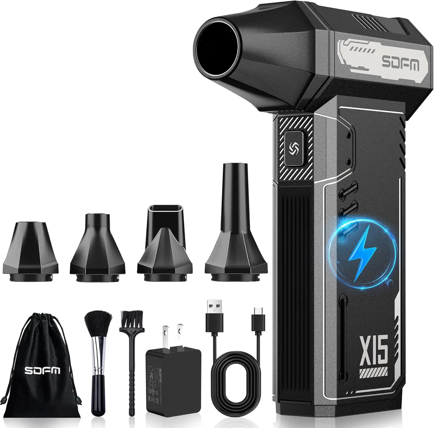 

180,000 RPM Cordless Air Duster - 3-Speed Brushless Blower for Keyboard, PC, Car & Home Cleaning