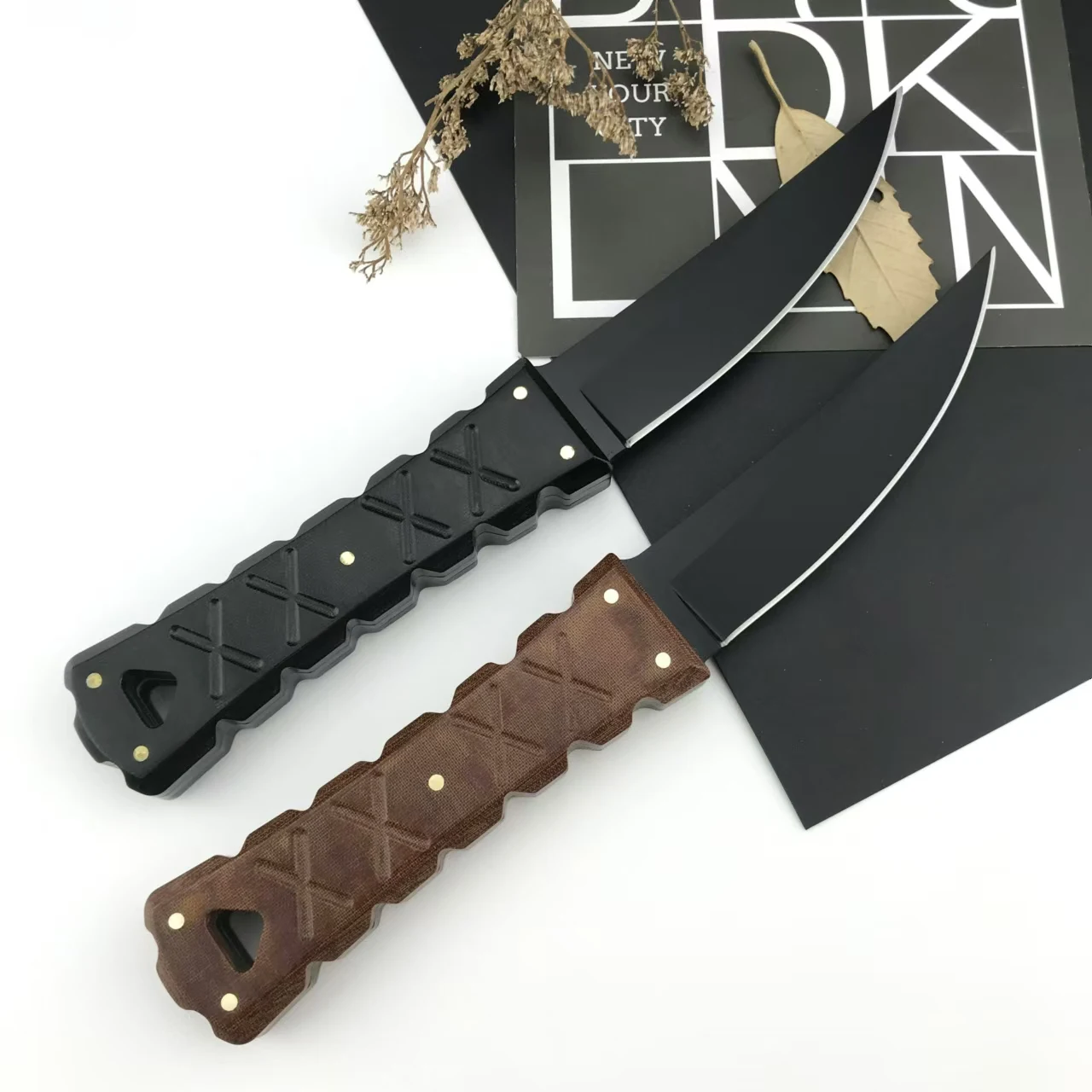 

High Quality Tactical Straight Knife with DC53 Steel Blade G10/ Linen Handle Self Defense Fixed Blade Hunting Knife with Sheath