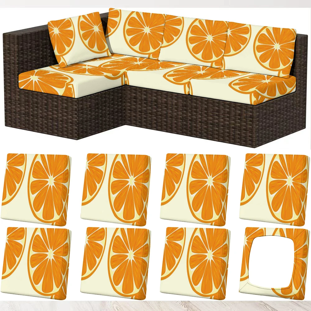 Summer Outdoor Sofa Cover with Orange Slice Print, Milk Silk Fabric, Pet - Friendly, Washable Without Deform
