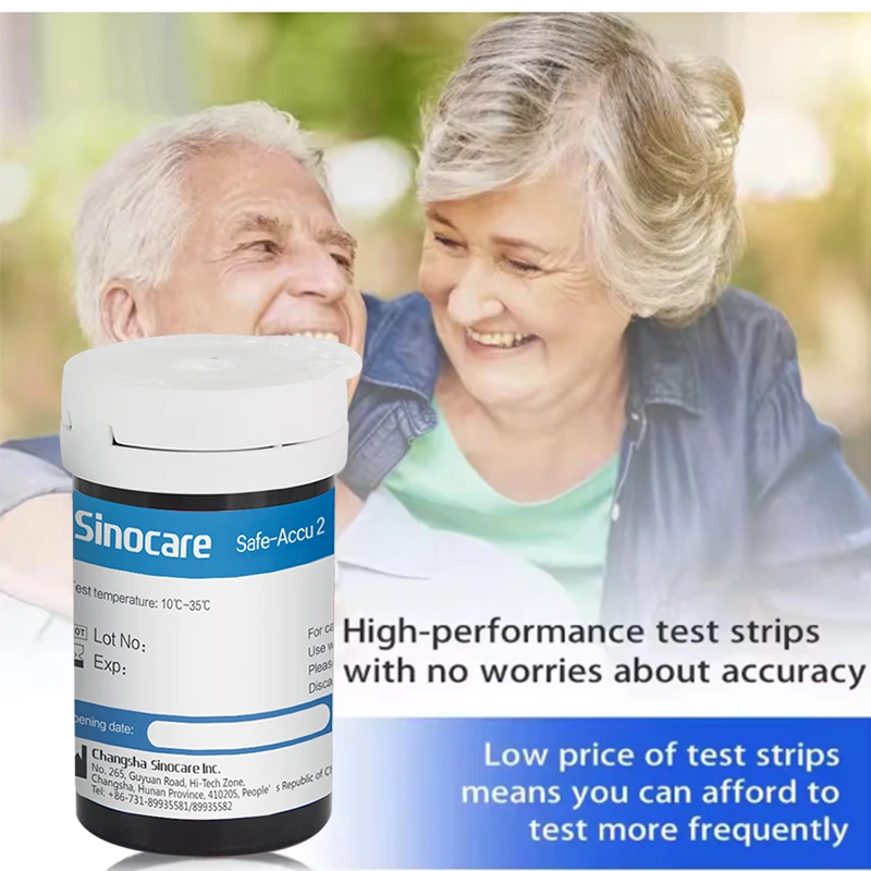 200/100/50pcs for Safe-Accu2 Sinocare Blood Glucose Test Strips and Lancets for Diabetes Tester Blood Sugar Meter