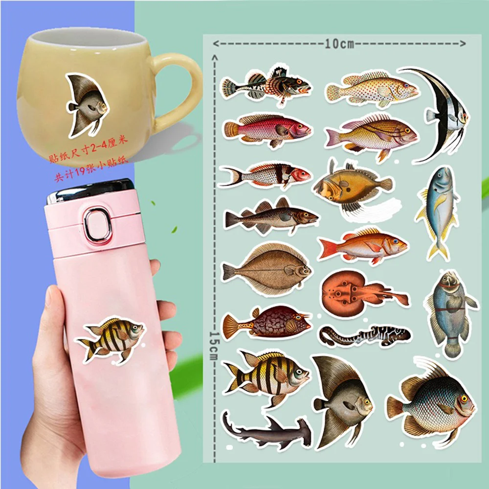 10/30/50PCS Realistic Marine Life Fish Cartoon Sticker DIY Phone Laptop Luggage Skateboard Graffiti Decals Fun for Kid Toy