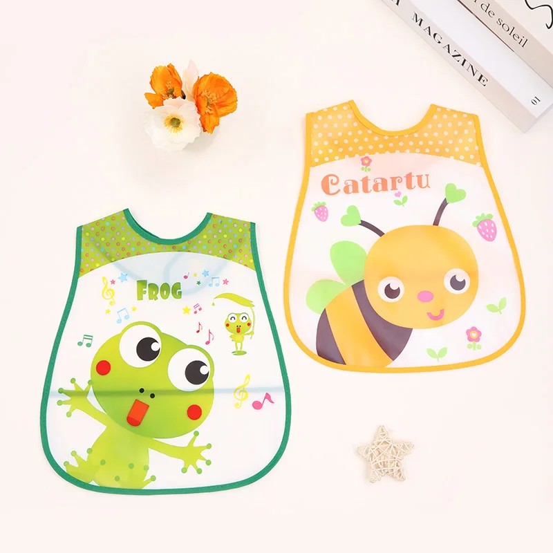 

2PCS/Lot Waterproof Baby Bibs for Infant Toddler Boys Girls Sleeveless Feeding Apron Cartoon Animals Child Kids Bib