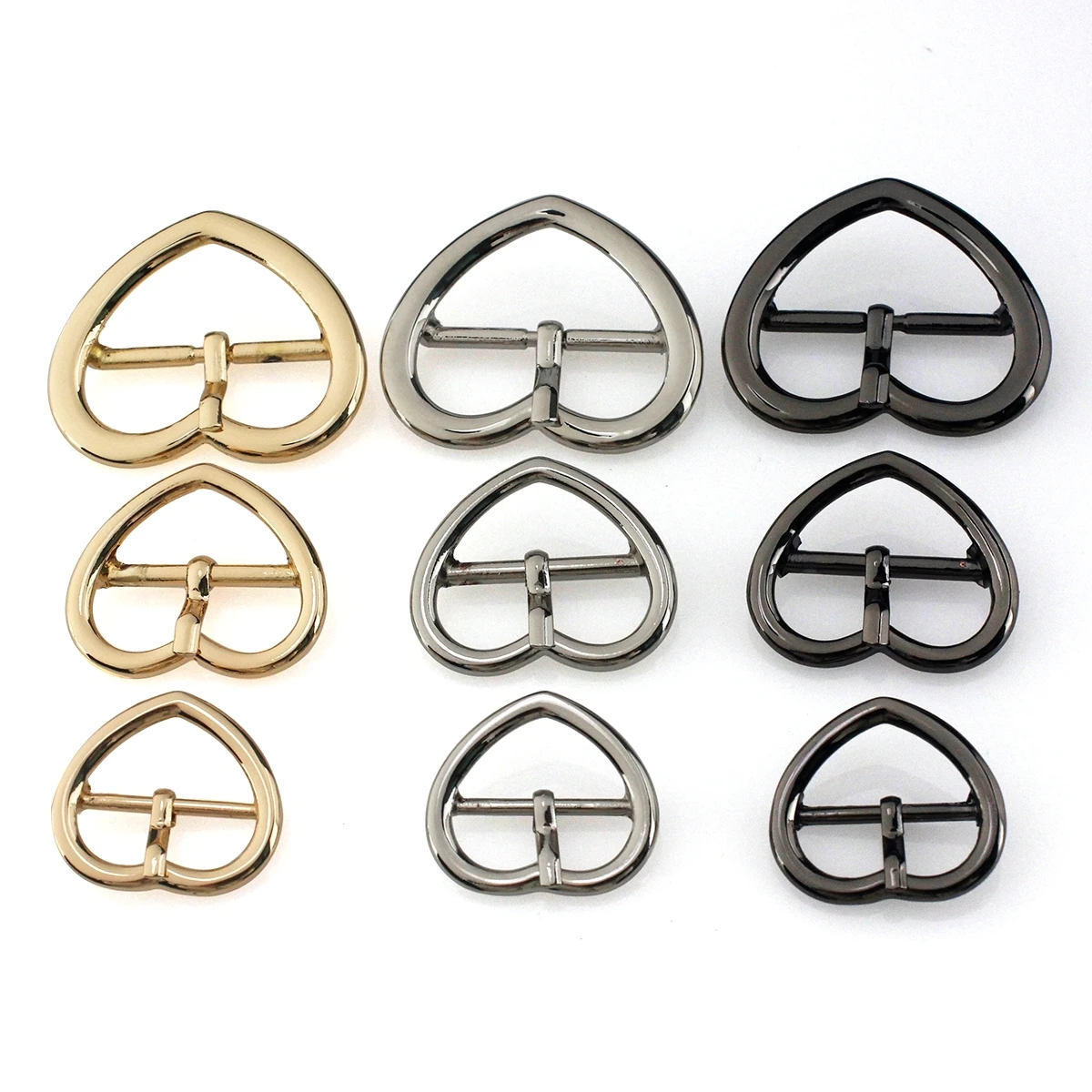 1pcs Metal Heart Belt Buckle New Style Fashion Single Pin Buckle for DIY Leather Craft Bag Strap Belt Garment Webbing 4 Sizes