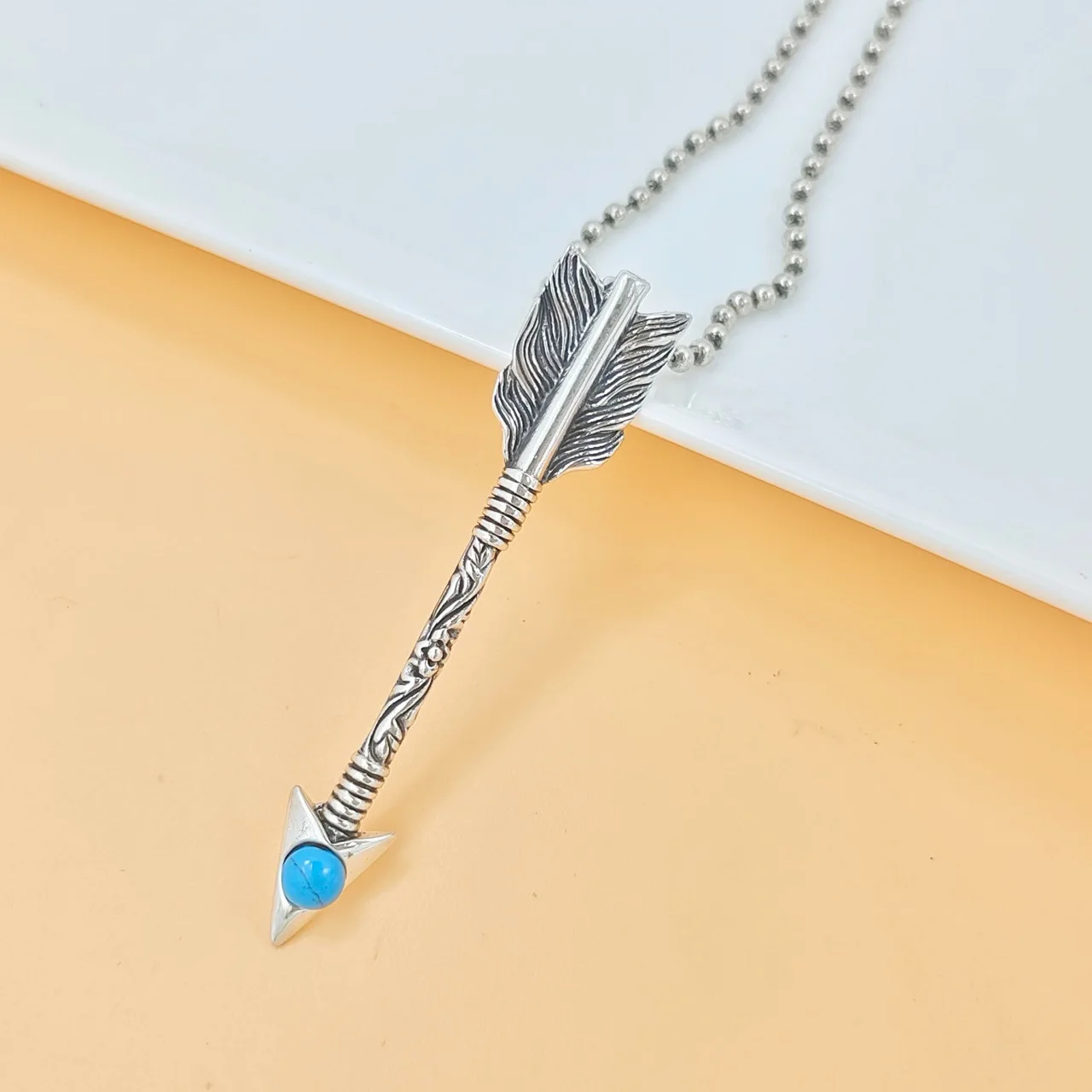 

S925 sterling silver jewelry casualeasiest for matchfashion ethnic style stylish feather bow and arrow retro pop pendant