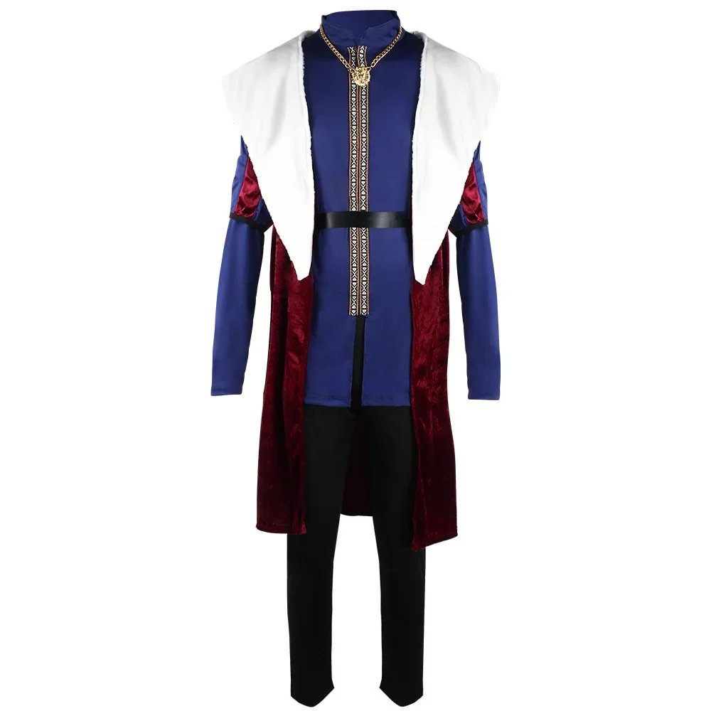 Retro Medieval Cosplay King Queen Costumes Crown Suit Adult Men Women Palace Costume Red Clothing Chevalier Top Shirt Halloween