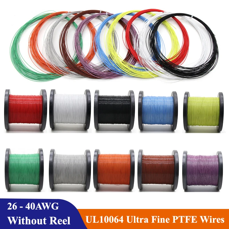 

100/200/500M UL10064 PTFE Wire 40/36/34/32/30/28/26AWG PEP Plastic Solder High Conductivity Copper Cable Fine Micro Litz Wires