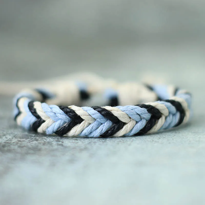 Men's Braided Rope Bracelet Adjustable Handmade Woven Cord