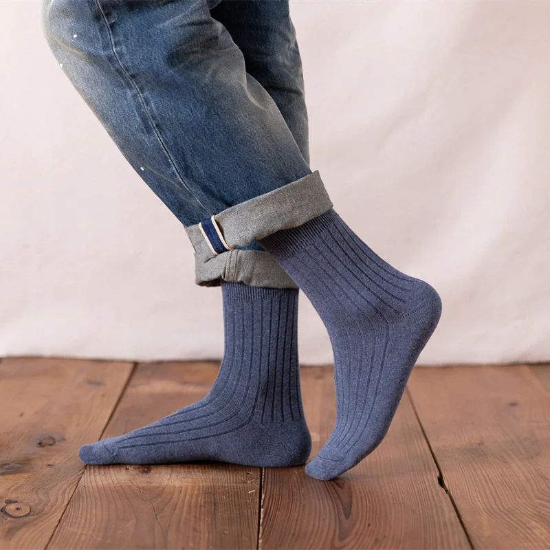 10 أزواج من الجوارب الرجالية الطويلة للخريف والشتاء سميكة منتصف الأنبوب نمط جديد رياضي للتنفس بسيط مريح جوارب قطنية غير رسمية #4