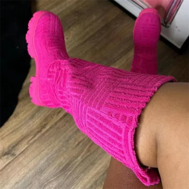 

2023 New Women Thick-soled Thick-heeled Warm Boots Women's Towel Cotton Boots Motorcycle Boots 35-43 Women