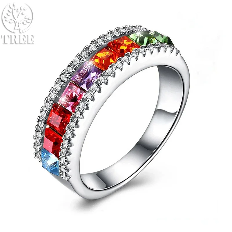 

ALITREE 925 Sterling Silver Color AAA Zircon Ring For Women rings Fashion Party Christmas Wedding Charm Jewelry Birthday Gift