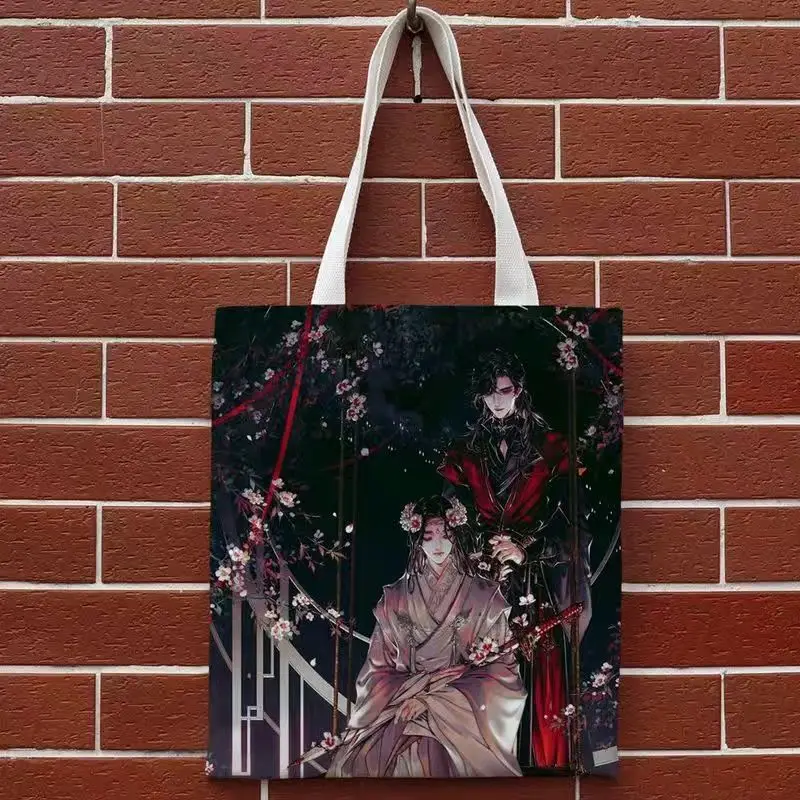 Anime Tian Guan Ci Fu Tote Books Bag Heaven Official’s Blessing Hua Cheng Xie Lian Canvas Casual Shopping Shoulder Bag Handbag