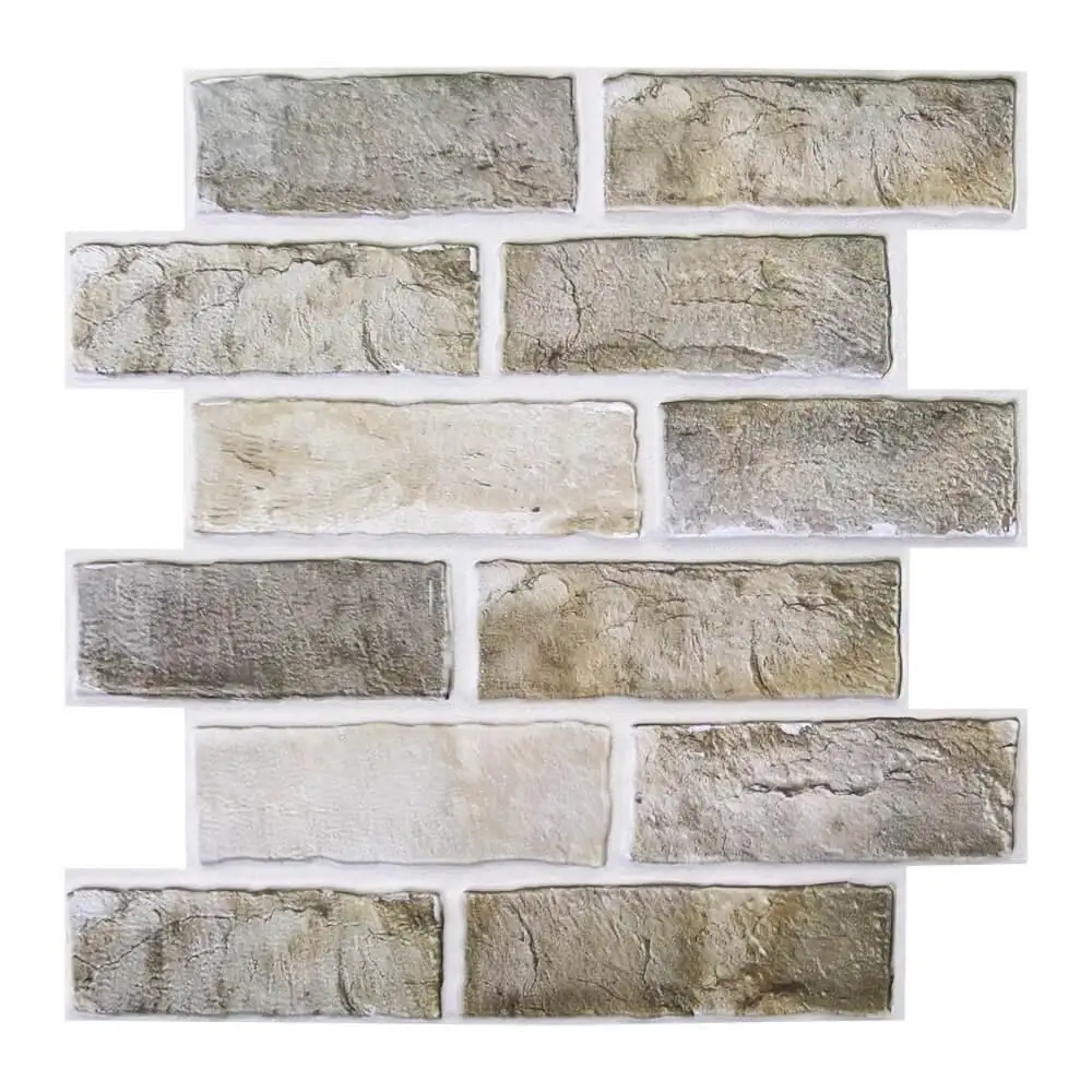 10 sztuk 3D Faux Brick Peel and Stick Panel ścienny Farmhouse samoprzylepna naklejka na kafelki formy wodoodporne 30cm X 30cm