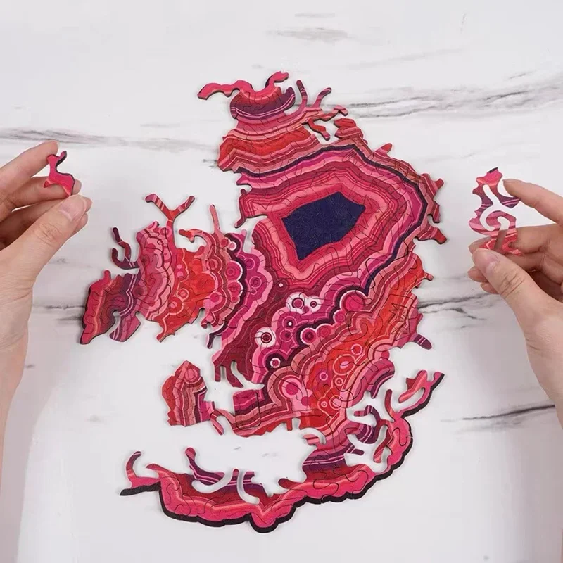 Puzzles difficiles Puzzle en bois de forme irrégulière bricolage image décorative de Puzzle en bois pour jouet de décompression adulte