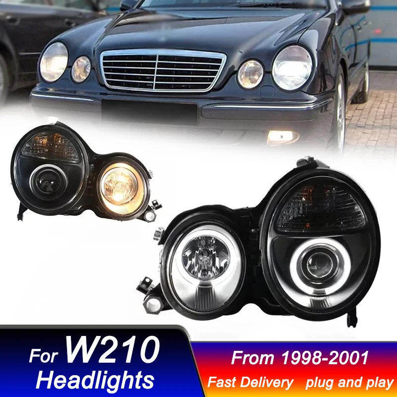 تصفيف السيارة المصابيح الأمامية لمرسيدس بنز W210 1998-2001 نمط جديد كامل LED DRL ديناميكية إشارة رئيس مصباح الجبهة ضوء الجمعية