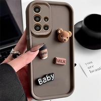 A 51 71 31 Cute 3D Bear Liquid Silicone Case For Samsung Galaxy A51 A71 4g A31 A12 A22 5g A50 A30 A21S A20S Cartoon Soft Cover