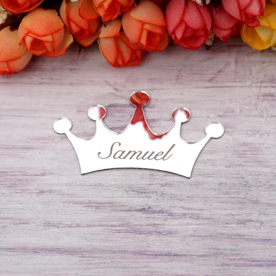 Personalized Acrylic Mirror Crown Custom Name Engagement Wedding Party Guest Gift Decor Cake Decor Baby\'s Room Sticker