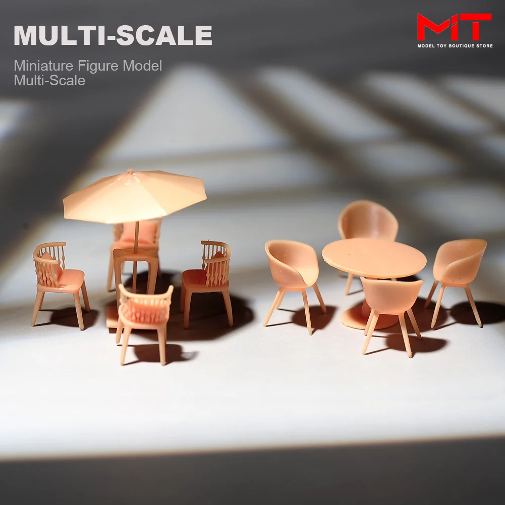 

ANT Miniature Diorama 1/87 1/64 1/43 Table and chair 5pcs set Unpainted Model DIY Creative Photography Scene Figure Props