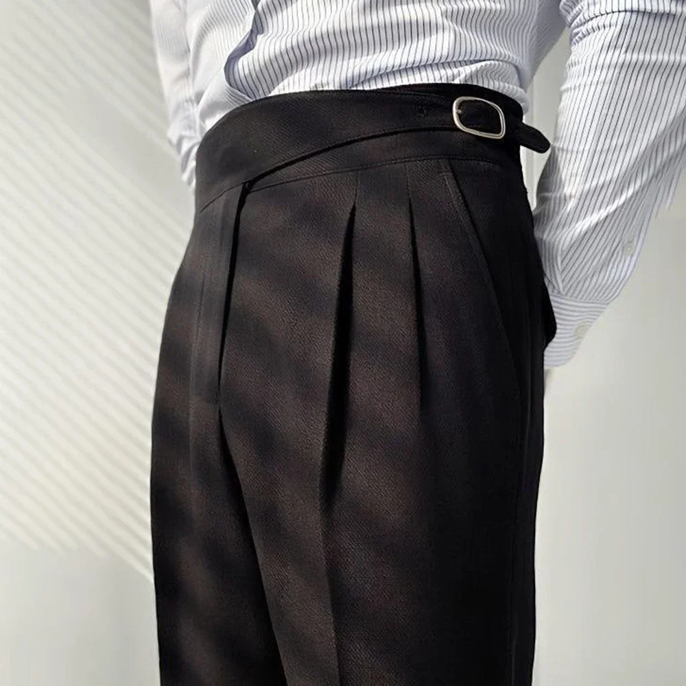 

Мужские брюки «Неаполь» для поездок на работу, деловые повседневные брюки с пряжкой в Париже, модные универсальные трендовые прямые брюки, мужская мужская одежда