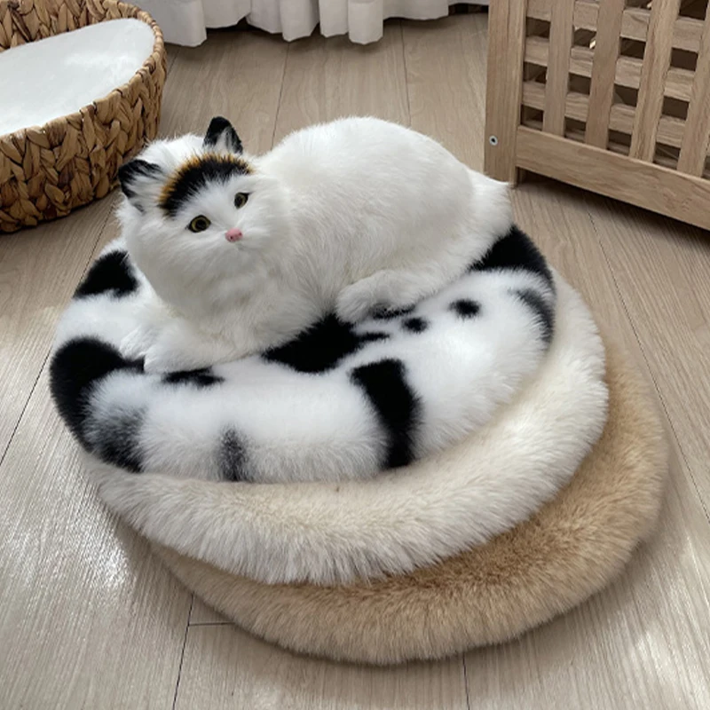 

Round Cat Bed Dogs Bed House Kennel Pet Mats Soft Long Plush Mat Pet Warm Basket Cushion Cats House Sofa Machine Wash Kennel New