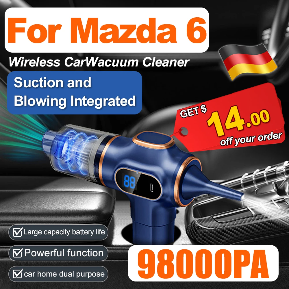 Wireless Car Vacuum Cleaner 98000Pa Cordless Handheld Auto Portabale Vacuum High-power Vacuum Cleaner Home Office For Mazda 6