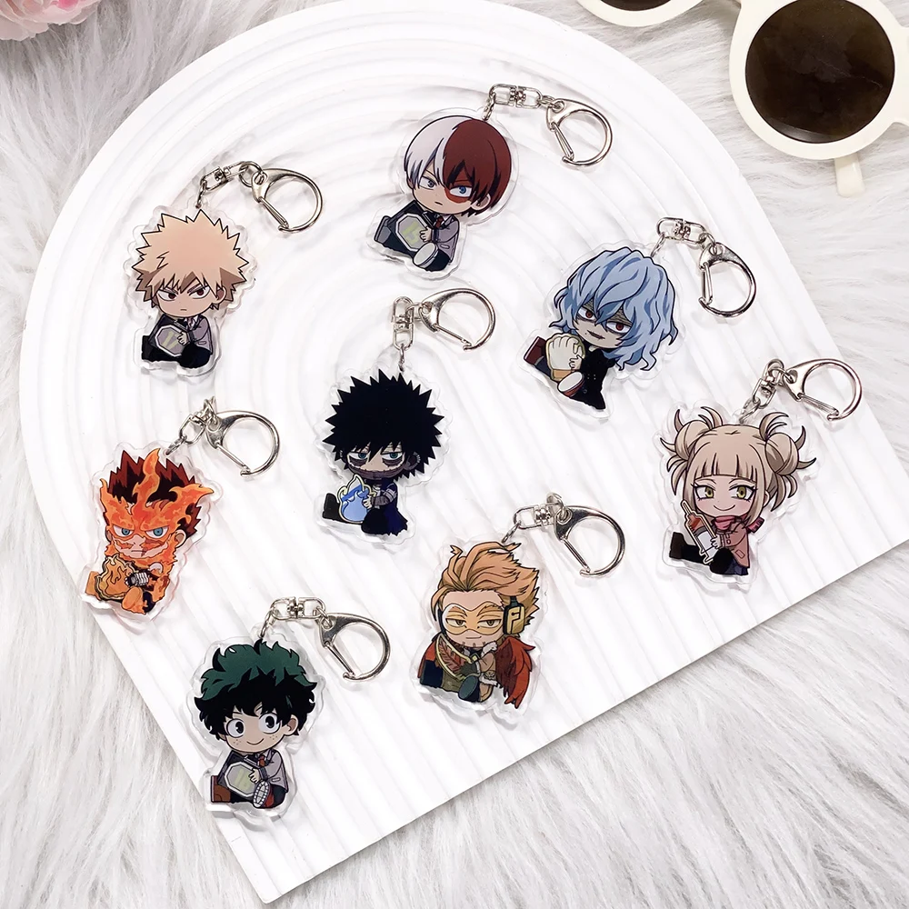 Chaveiro de Acrílico Anime My Hero Academia 1/8PCS, Acessórios Divertidos para Mochila, Pingente de Chave, Presentes para Amigos