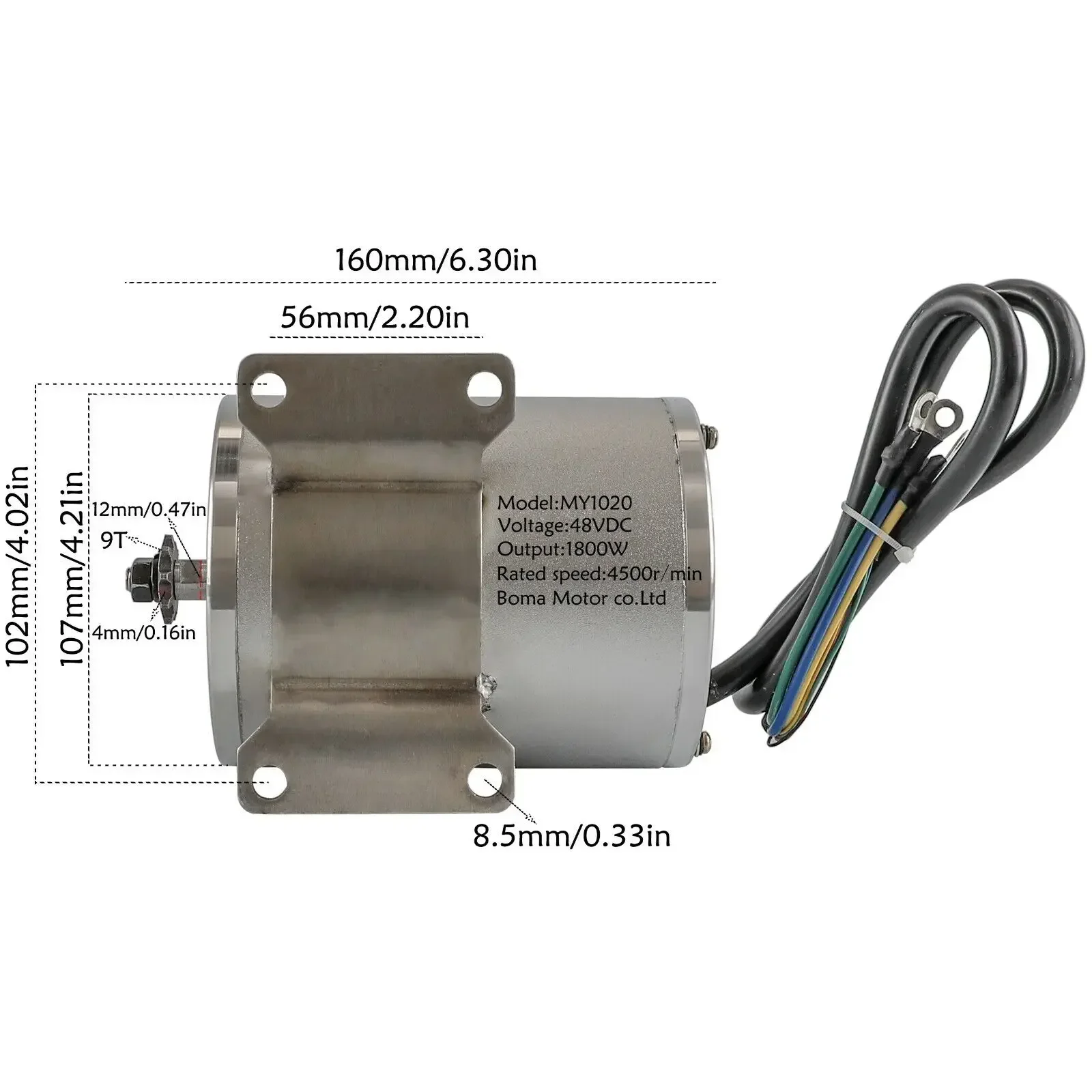 Motor eléctrico sin escobillas MY1020, 48V, 1800W/72V, 3000W, Piñón, cadena, controlador, Pedal para Scooters Go kart, motocicleta de bolsillo